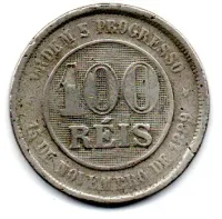 1889 - 100 Réis - Moeda Brasil - Foto 2