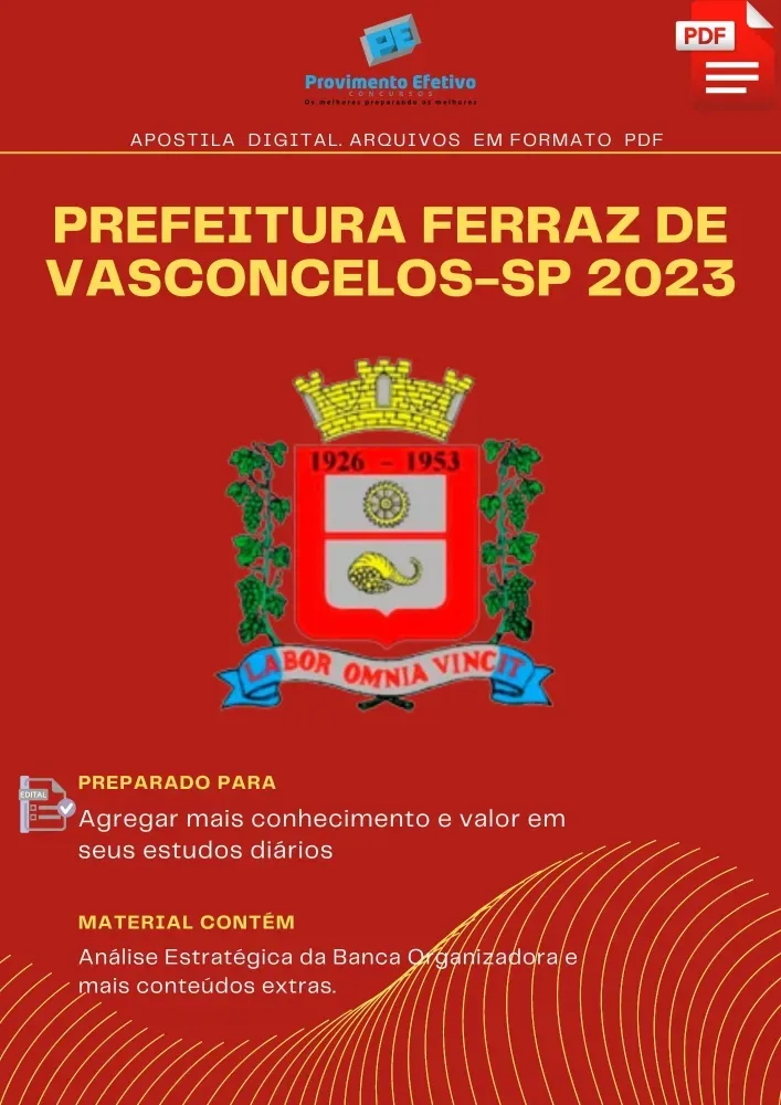 Apostila Pref Ferraz Vasconcelos SP Assistente Administrativo 2023 Imagem