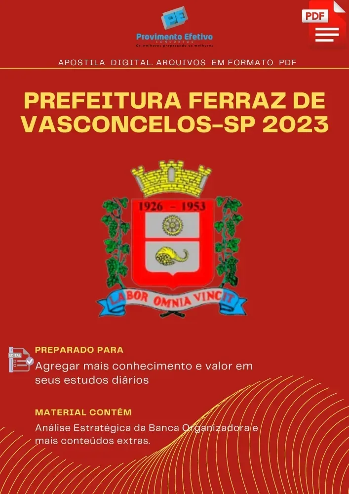 Apostila Pref Ferraz Vasconcelos SP Secretário Escolar 2023 Imagem
