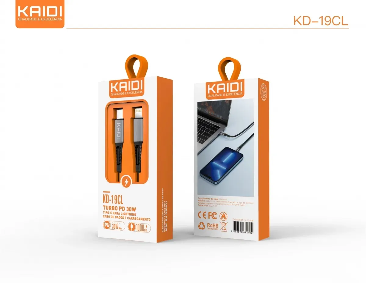 Cabo Tipo-C para Lightning Kaidi KD-20CL 100cm