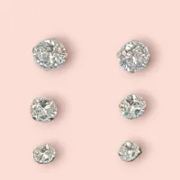 KIT Brincos Ponto De Luz Trio Zirconia Redonda 6, 4, 3mm