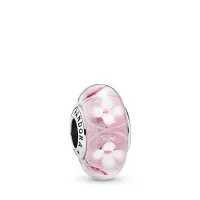 Berloque separador murano campos floridos rosa – em Prata925