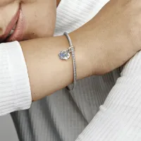Berloque pendente duplo andorinha zirconia azul – em Prata925 - Foto 2