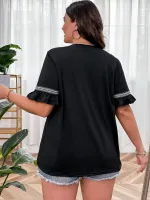 Camiseta fita de contraste manga de encampanada - Foto 2