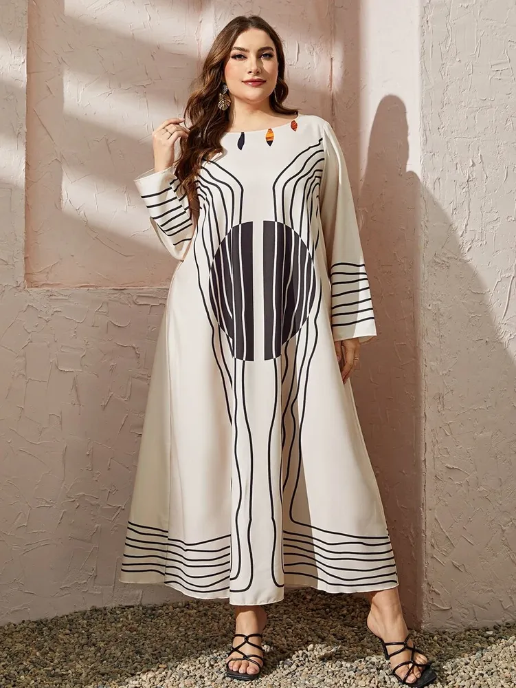 Vestido de túnica impressão listrada
