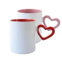 CANECA CERAMICA 325ML BRANCO- INTERNO/ALÇA CORAÇÃO EXTERNO- ROSA - Foto 2