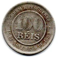 1896 - 100 Réis - Moeda Brasil - Foto 2