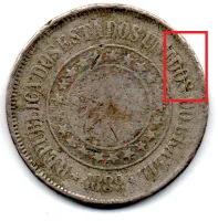1889 - 200 Réis - ERRO: Cunho Trincado - Moeda Brasil