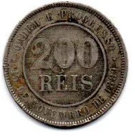 1889 - 200 Réis - Moeda Brasil - Foto 2