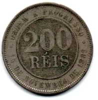 1889 - 200 Réis - Moeda Brasil - Foto 2