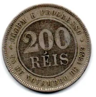 1889 - 200 Réis - Moeda Brasil - Foto 2