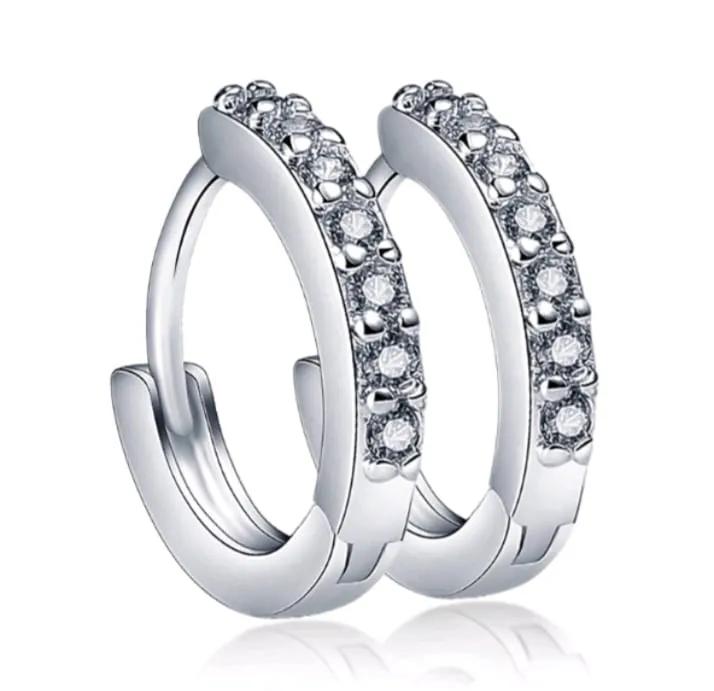 Brincos Argola Em Prata 925 Cravejado De Zirconia Imagem