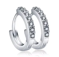 Brincos Argola Em Prata 925 Cravejado De Zirconia