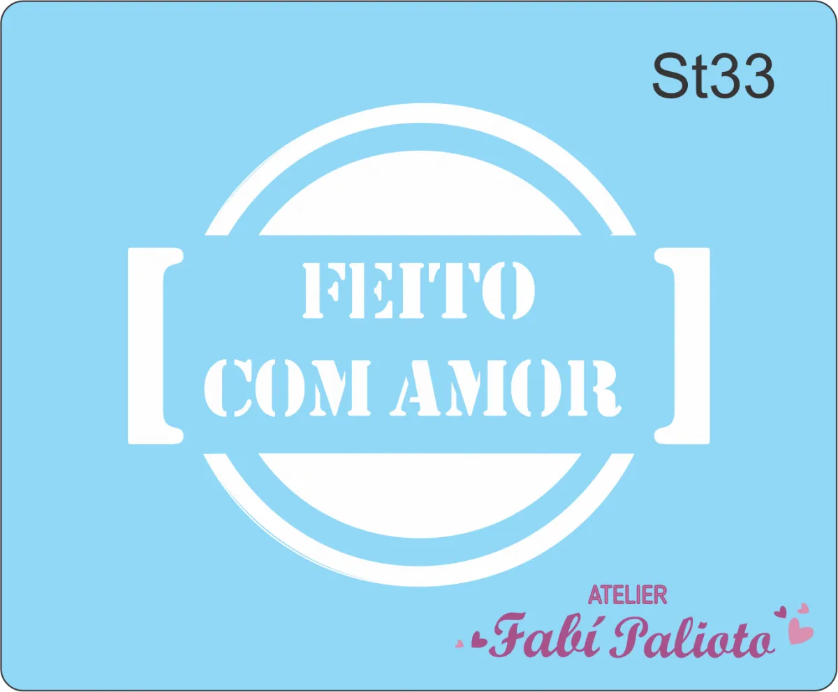 ST33  Stencil Carimbo Feito com amor Imagem