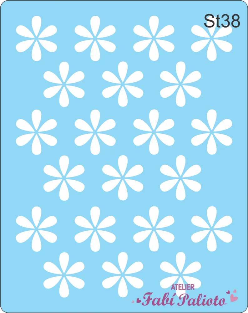ST38  Stencil  Flor 6 petalas Imagem