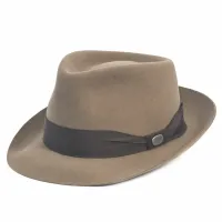 Ref: 16516 - Chapéu Social Pralana 100% Pêlo de Lebre Original - Aba 6cm - Cor Taupe Escuro