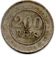 1899 - 200 Réis - Moeda Brasil - UTG - C/ Danos - Foto 2
