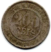 1899 - 200 Réis - Moeda Brasil - UTG - C/ Danos - Foto 2