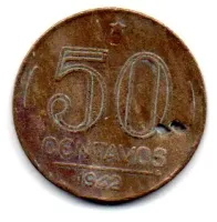 1942 - 50 Centavos - Moeda Brasil - C/ Danos