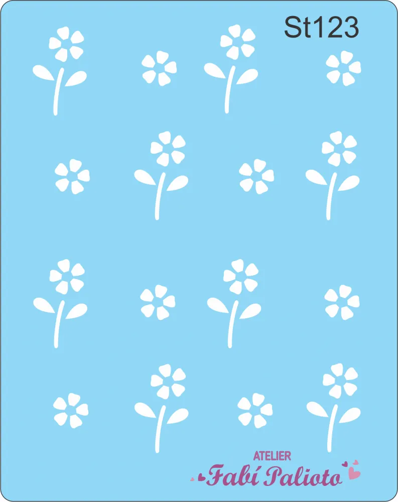 ST123  Stencil  Flor com caule