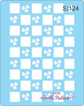ST124  Stencil  Xadrez Floral