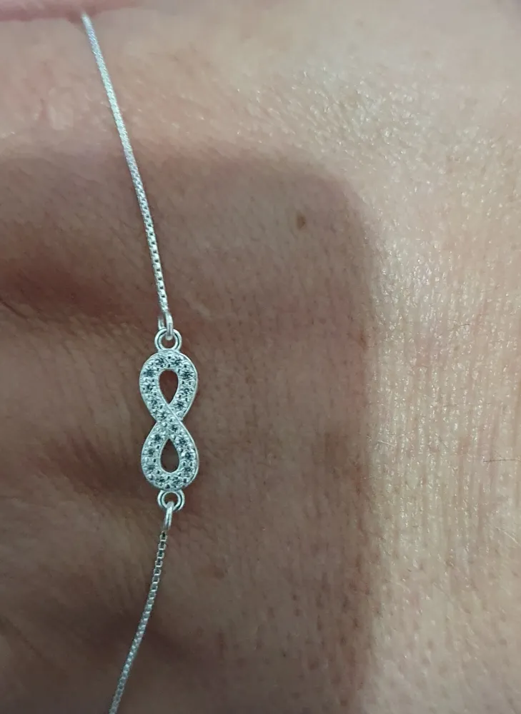 Pulseira veneziana  simbolo infinito toda cravejada Imagem