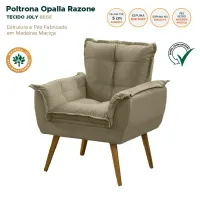 Poltrona Decorativa opala Razzone em suede NV  - Foto 5