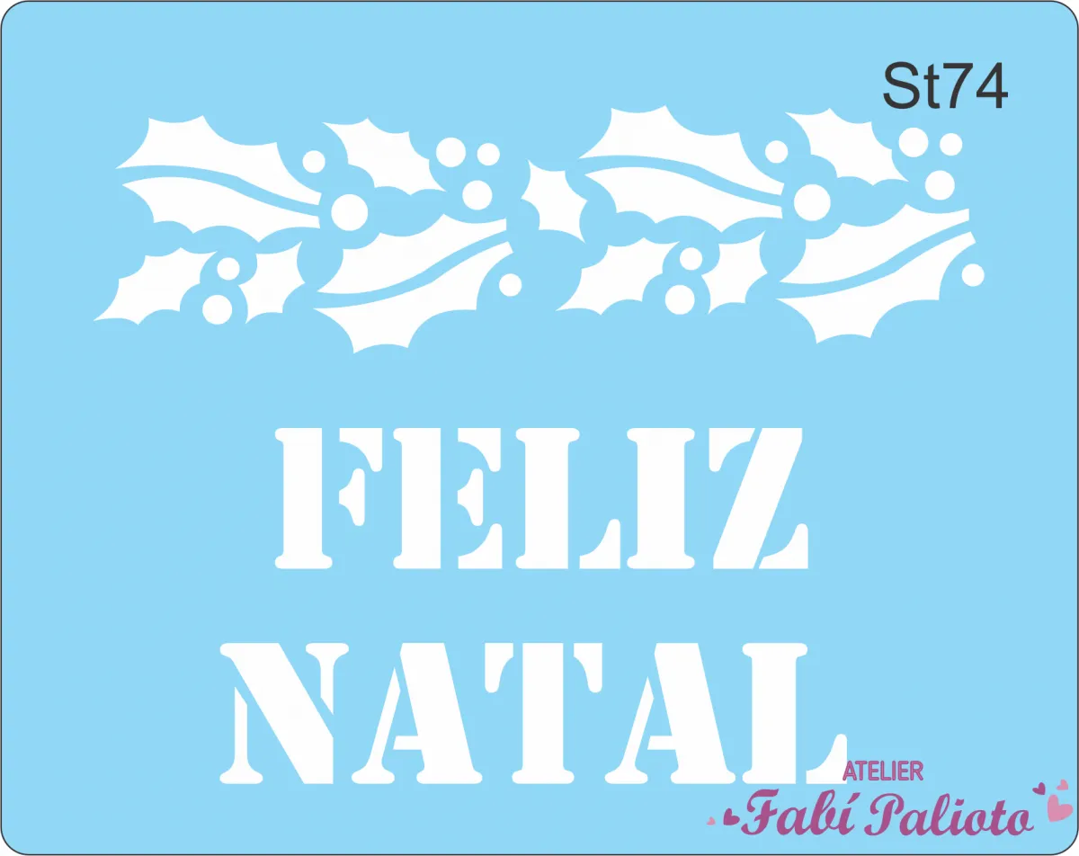 ST74  Stencil Ramo + Feliz Natal Imagem