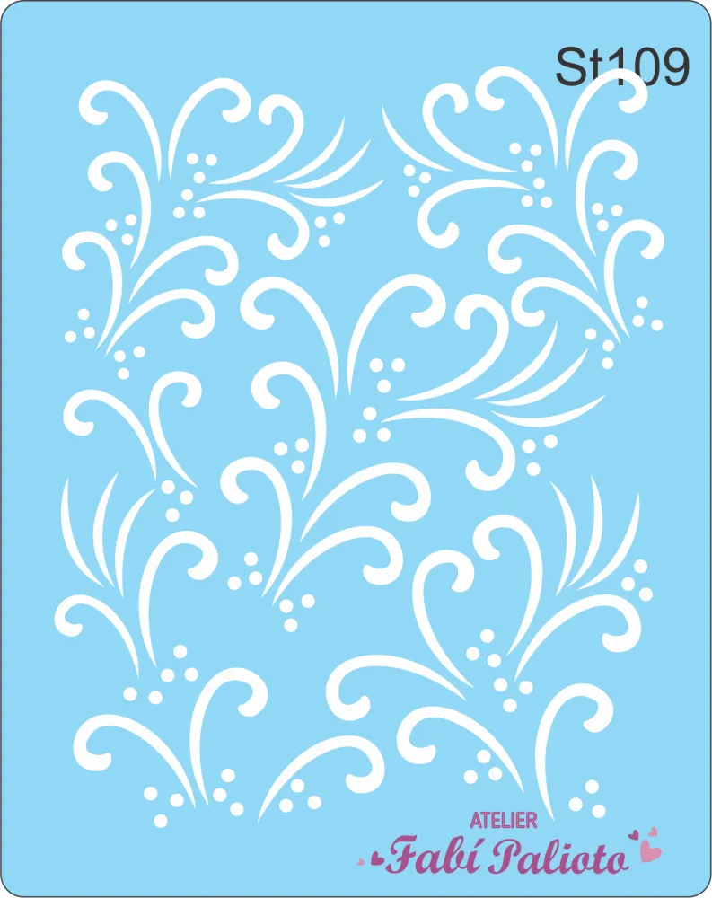 ST109 Stencil Arabescos com bolinhas
