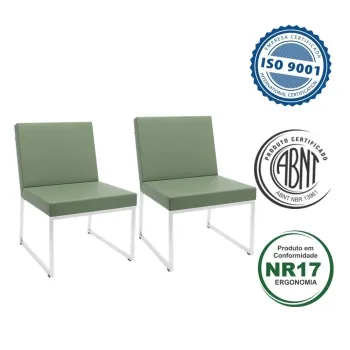 Kit com 2 unidades Sofá Recepção Speed  Estrutura em Aço Cromado