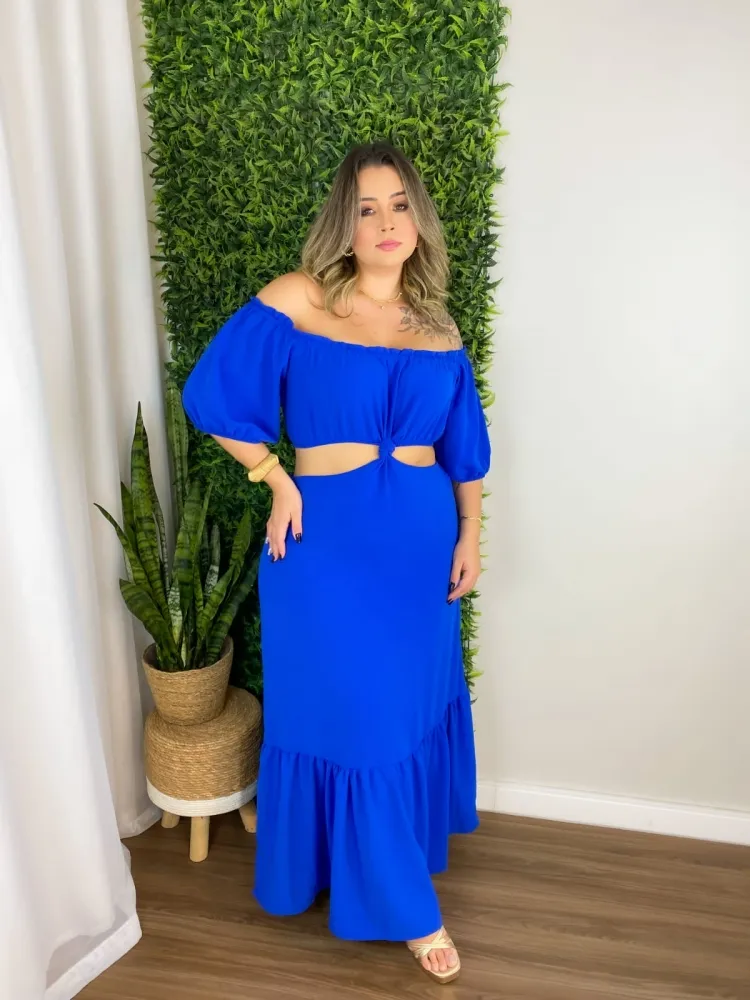 Vestido Ciganinha Longo Air Flow Maria Francia Azul