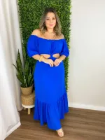 Vestido Ciganinha Longo Air Flow Maria Francia Azul - Foto 3