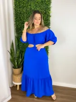 Vestido Ciganinha Longo Air Flow Maria Francia Azul - Foto 4
