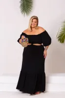 Vestido Ciganinha Longo Air Flow Maria Francia Preto - Foto 3