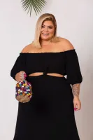 Vestido Ciganinha Longo Air Flow Maria Francia Preto - Foto 4