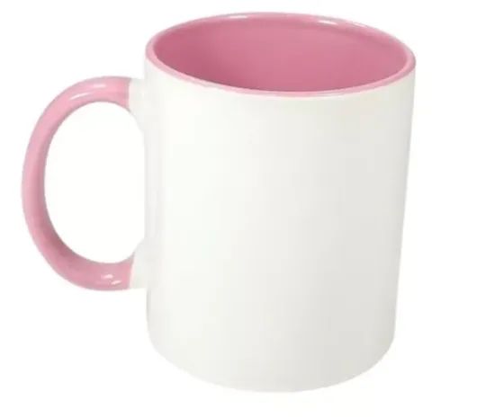  CANECA DE CERAMICA INTERIOR E ALÇA ROSA PARA SUBLIMAÇÃO 325 ML Imagem