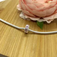 Berloque de Prata 950 - Separador Pedra Rosa - 250287 - Foto 3