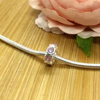 Berloque de Prata 950 - Separador Pedra Rosa - 250287 - Foto 2