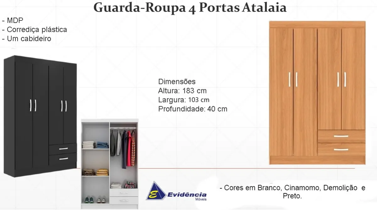 Guarda-Roupa Atalaia 4 pts Imagem