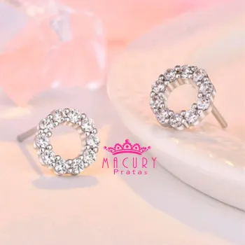 Brincos Circulo Prata com Zirconia - Foto 2