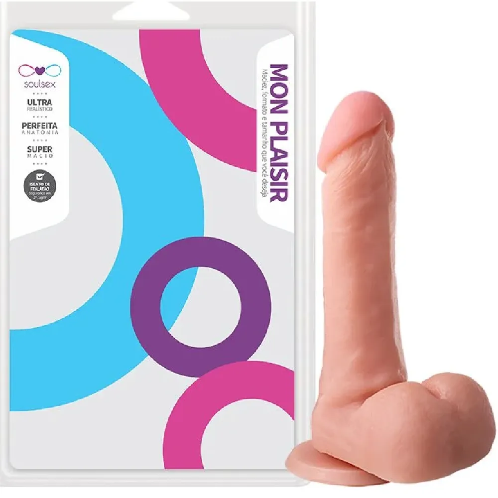 PRÓTESE MACIA E MACIÇA EM FORMATO DE PÊNIS 17,5 X 3,7CM COM ESCROTO, VENTOSA E VEIAS REALÍSTICAS.                                                                       LIBYSEXSHOP