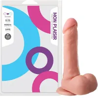 PRÓTESE MACIA E MACIÇA EM FORMATO DE PÊNIS 17,5 X 3,7CM COM ESCROTO, VENTOSA E VEIAS REALÍSTICAS.                                                                       LIBYSEXSHOP