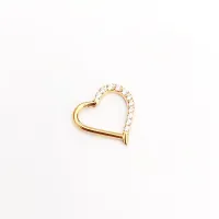 Argola Daith CORAÇÃO Pontinha em Titânio PVD GOLD 1.2mm com Pedra Cravejada  TIT21 - Foto 4