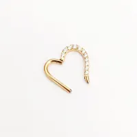 Argola Daith CORAÇÃO Pontinha em Titânio PVD GOLD 1.2mm com Pedra Cravejada  TIT21 - Foto 3