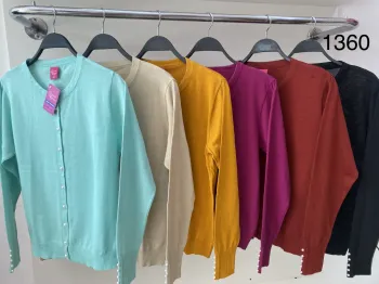 Cardigan tricot fino com botao perola plus GM 1360 Tam GG - Foto 2