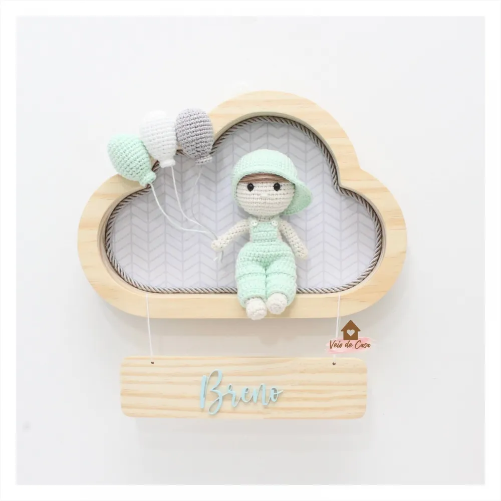 Menininho - 3 balões - Nuvem P - Porta Maternidade