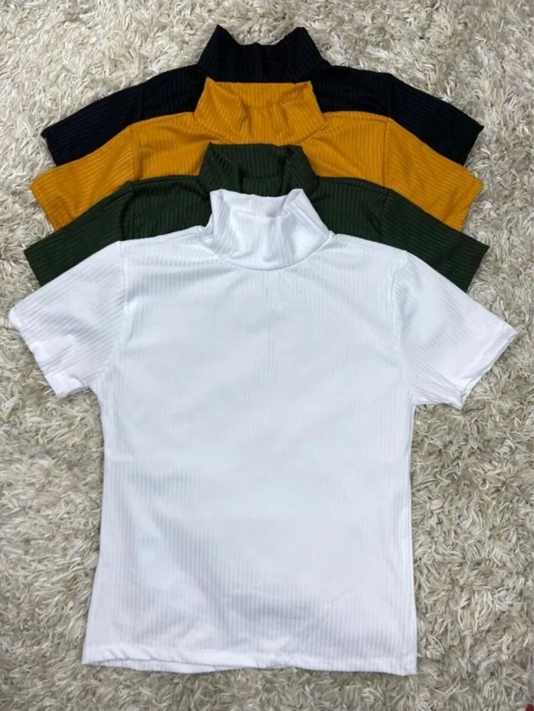  Blusa Canelada Feminina Gola Alta BlogueirasS