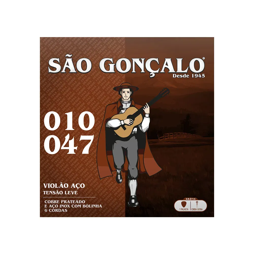 Jogo de Cordas para Violão Aço São Gonçalo 010-047