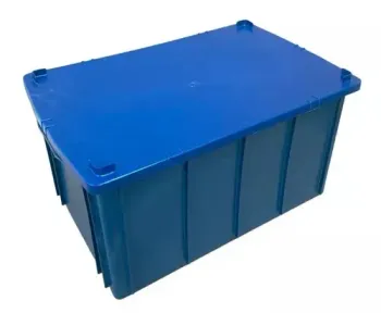 Caixa Plástica Fechada com Tampa – 61 Litros Azul