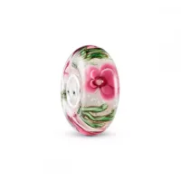 Berloque separador murano floral rosa claro – em Prata925